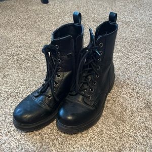 black zip up boots